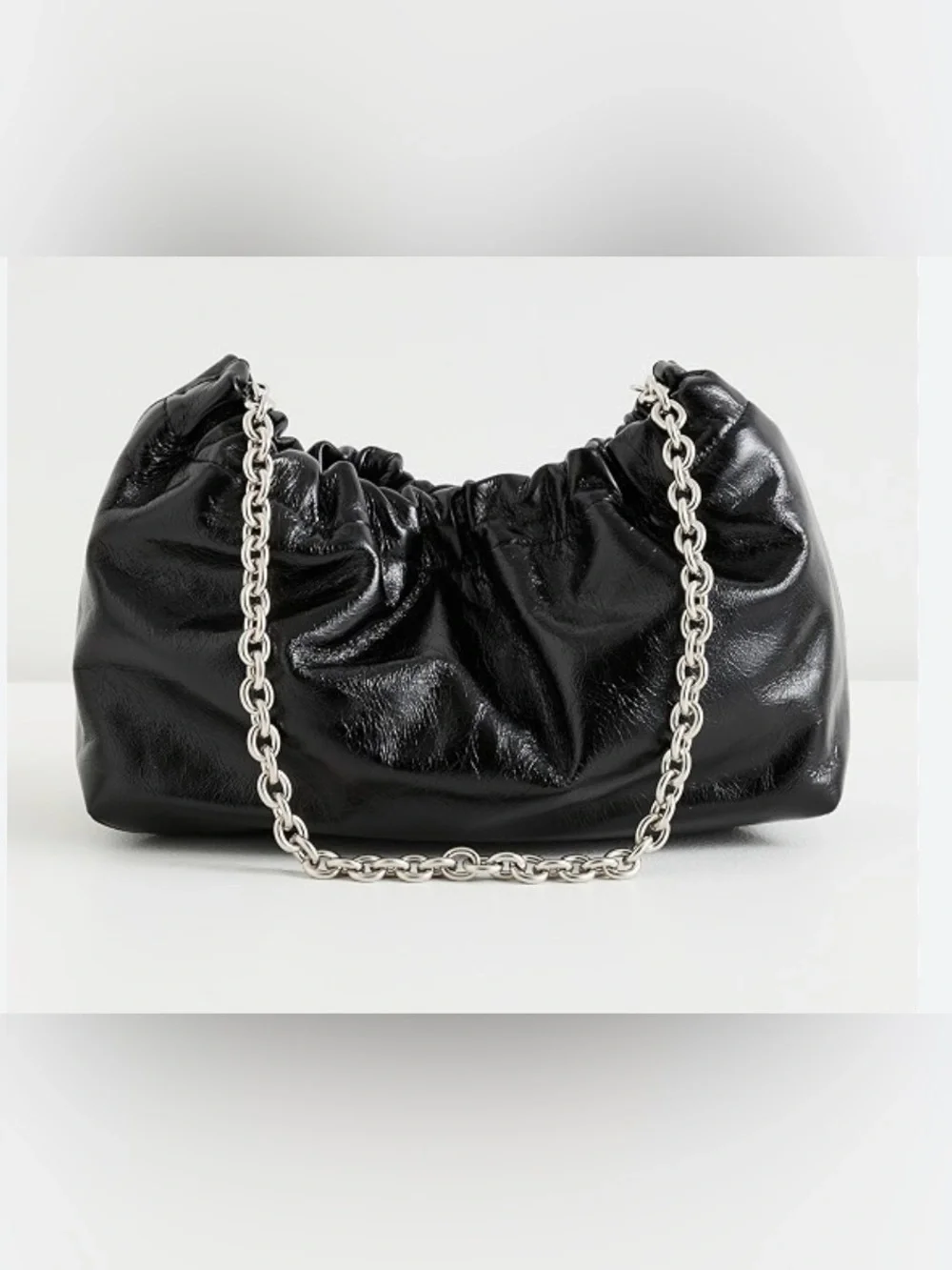 Reformation DAHLIA Black Leather Chain Bag $348 New